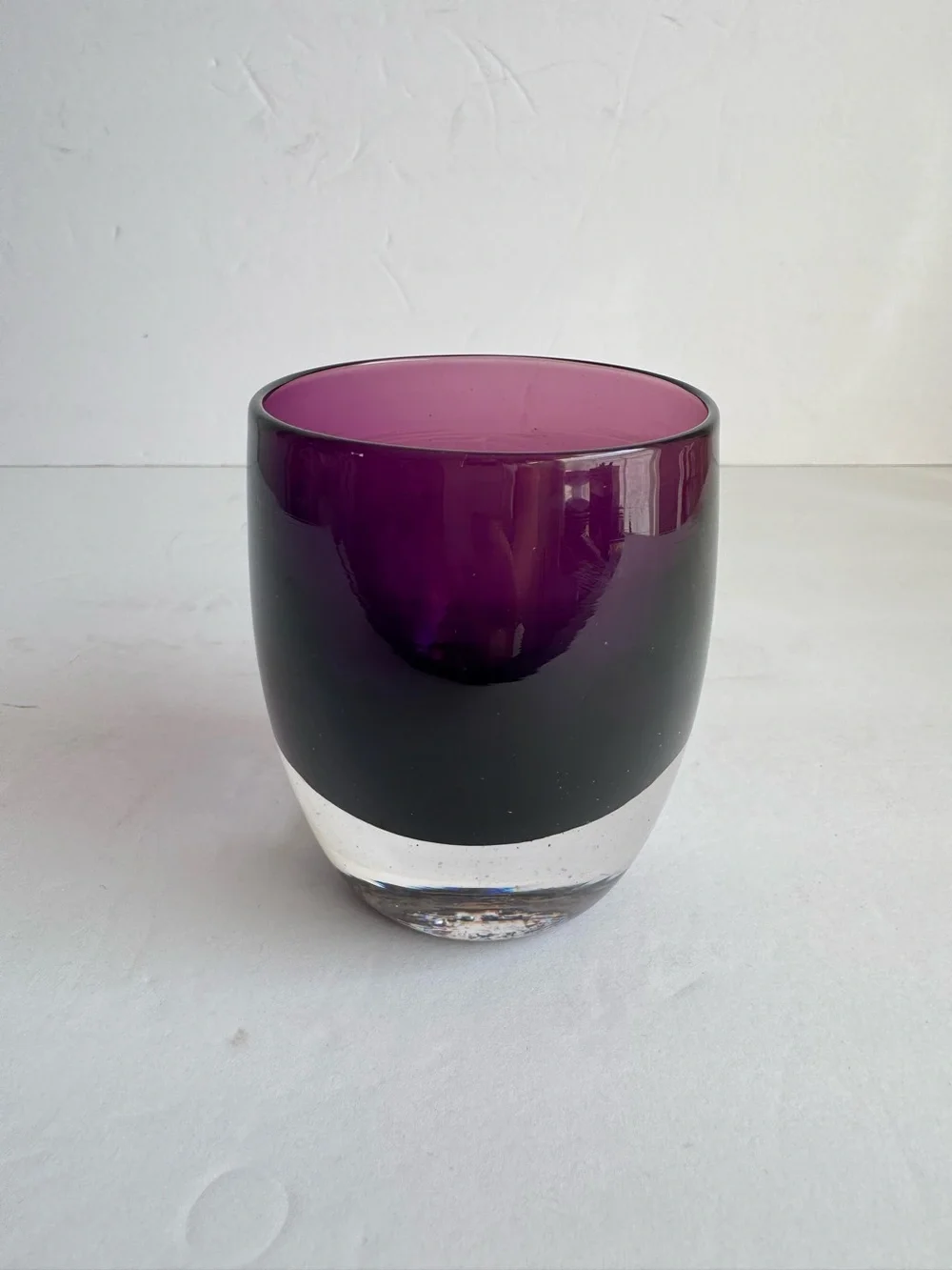 Glassybaby Lollypop Purple Votive Candle Holder Artisan Handblown Art Glass USA